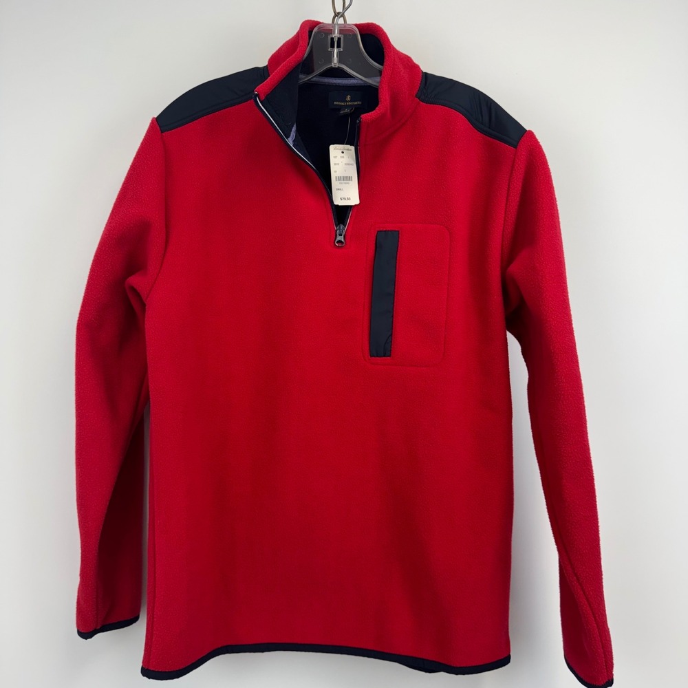 Brooks‎ Brothers Fleece Pullover Men's S Red 1/4 Zip NWT